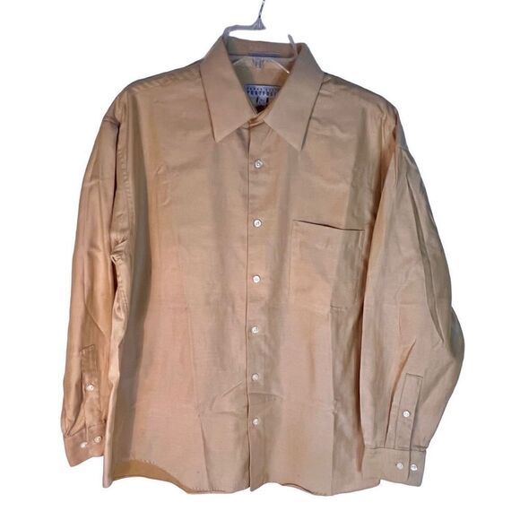 MENS PERRY ELLIS PORTFOLIO DRESS SHIRT SIZE 15.5 32-33 MEDIUM MUSTARD TAN - Picture 1 of 8